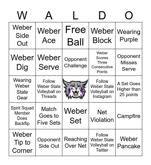 Wildcat Volleyball Bingo Card