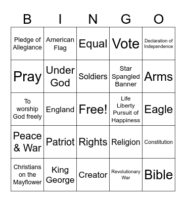 Patriotic BINGO Card