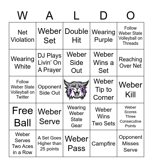 Wildcat Volleyball Bingo Card