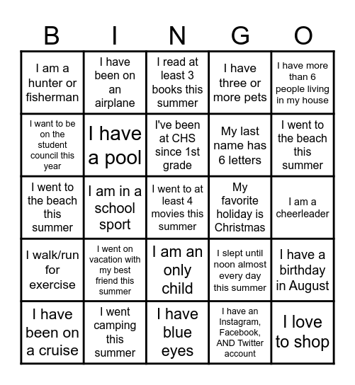 Mrs. Salinas' Class Student Scavenger Hunt Bingo Card