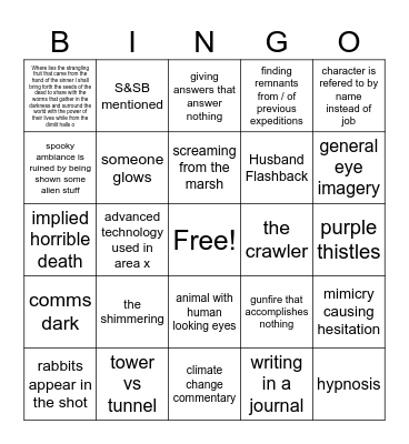 annihilation Bingo Card