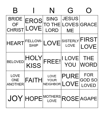 Jesus Loves Me Bingo Card