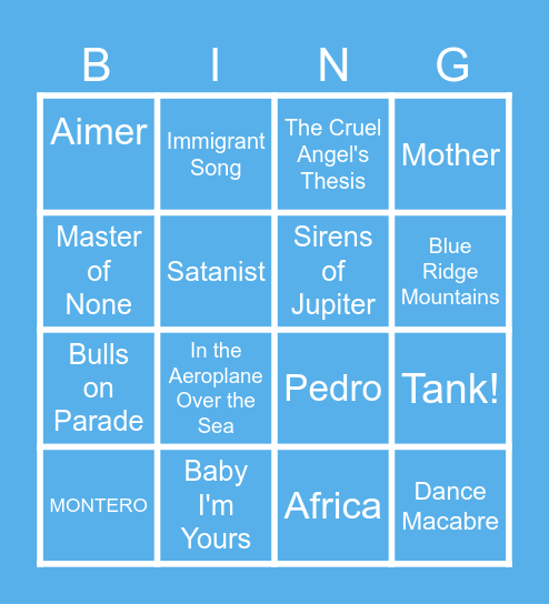 Isabelinski Bingo Card