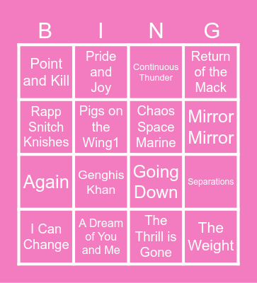 Isabelinski Bingo Card