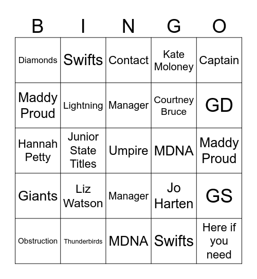 MDNA Bingo Card