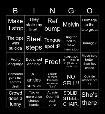 RoH PPV Bingo Card