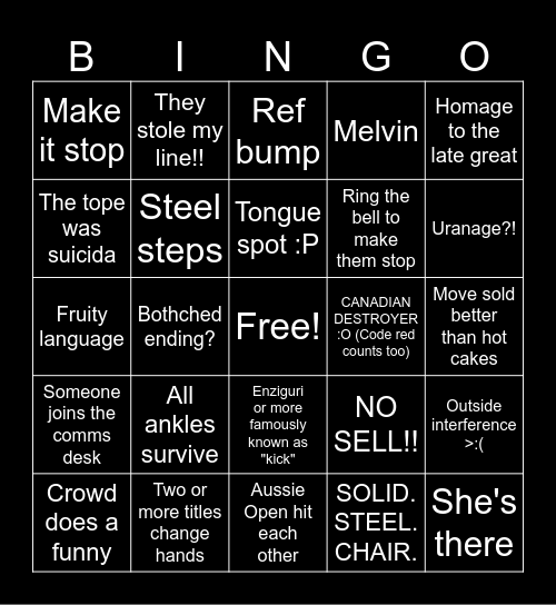 RoH PPV Bingo Card