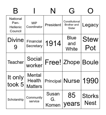 Getting to know you Bingo Card