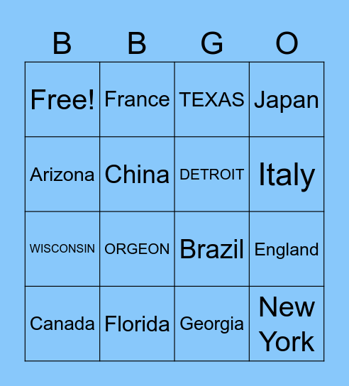 BLUERYAI LOCATOR Bingo Card
