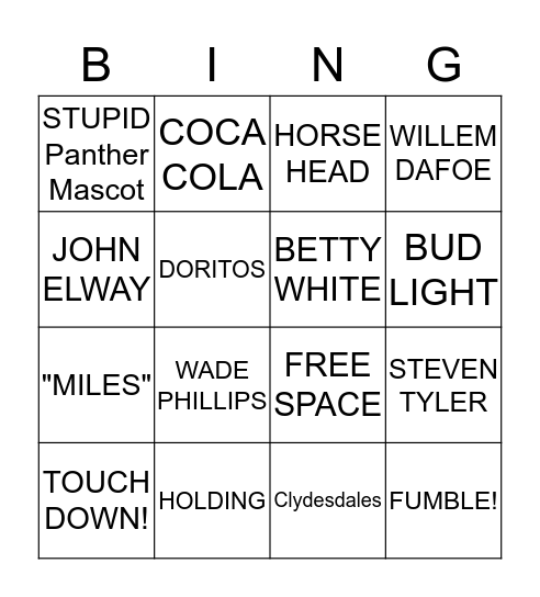 SUPERBOWL! Bingo Card