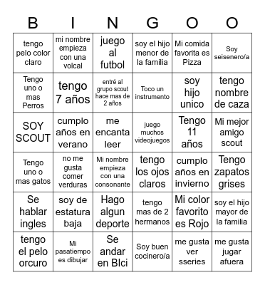 Amigos scouts Bingo Card