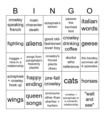 Wait and See Bingo Card