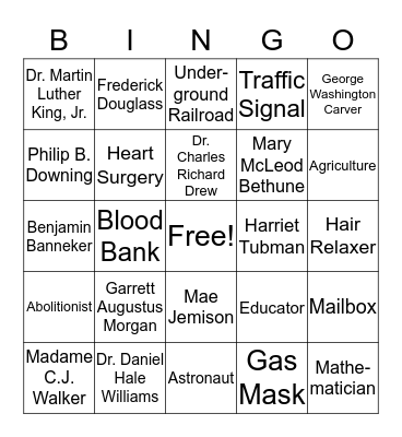 Famous African American Inventors and Inventions Bingo Card