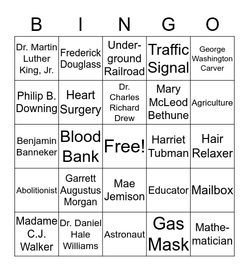 Famous African American Inventors and Inventions Bingo Card