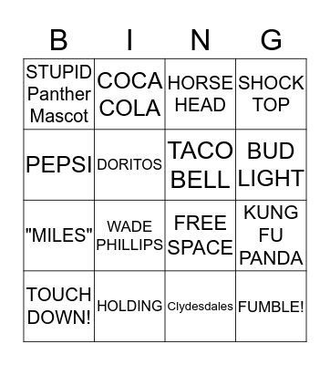 SUPERBOWL! Bingo Card