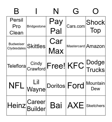 Super Bowl Bingo Card