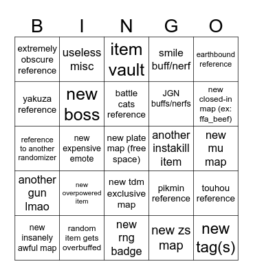 ITEM ASYLUM UPDATE PREDICTIONS Bingo Card