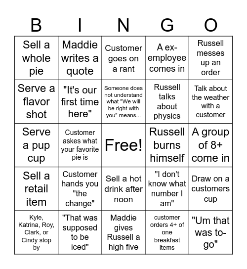 Common Grounds Bingo Extravaganza Bingo Card