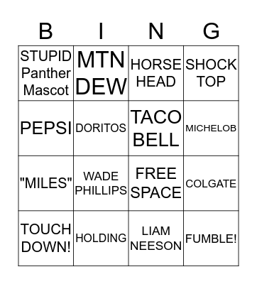 SUPERBOWL! Bingo Card