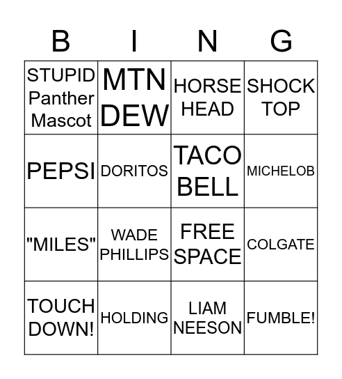 SUPERBOWL! Bingo Card