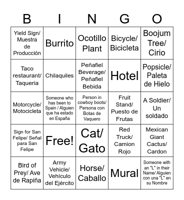 BAJA Road Trip Bingo Card