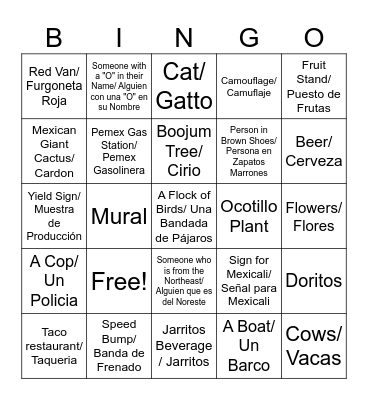 BAJA Road Trip Bingo Card