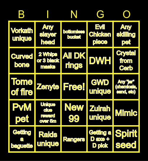 SoulScape Bingo Card