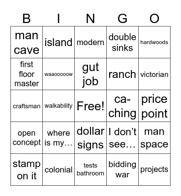 House Hunters Bingo Card