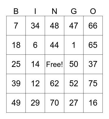 Nics Labio Bingo Card