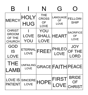 JESUS LOVES ME Bingo Card