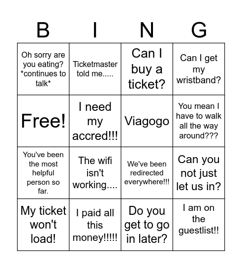BO Bingo Card