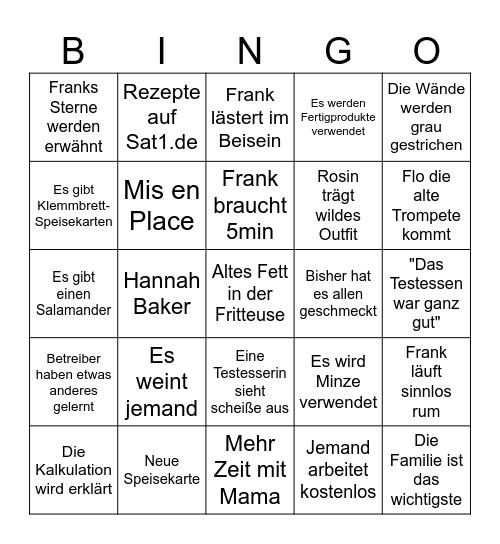 Rosins feinstes Bingo Card