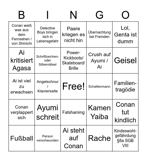 Detektiv Conan - Detective Boys Bingo Card