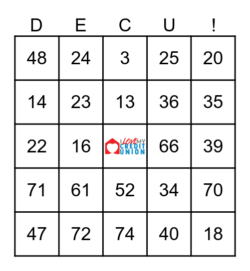 DECU BINGO Card