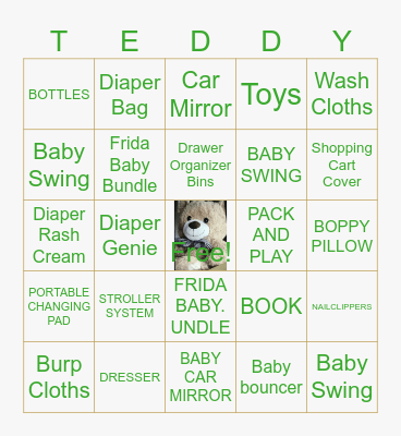 “TEDDY” Bingo Card