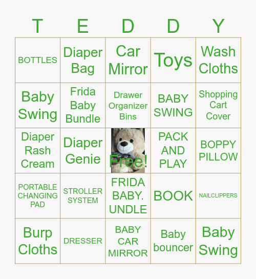 “TEDDY” Bingo Card
