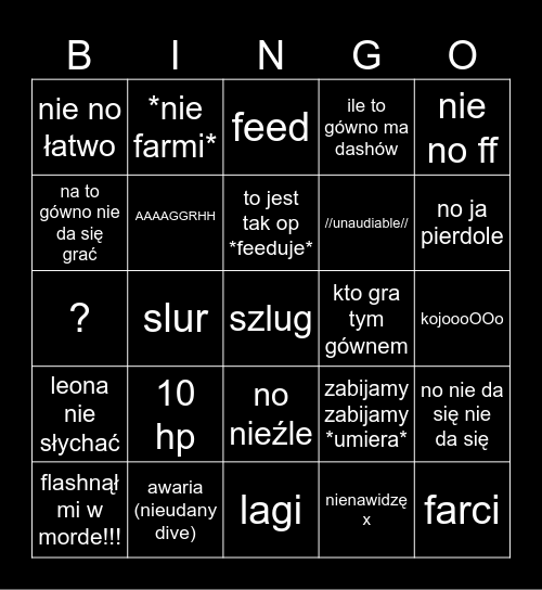 ligowe świry Bingo Card