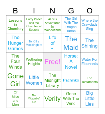 Summer Reading Bingo Card