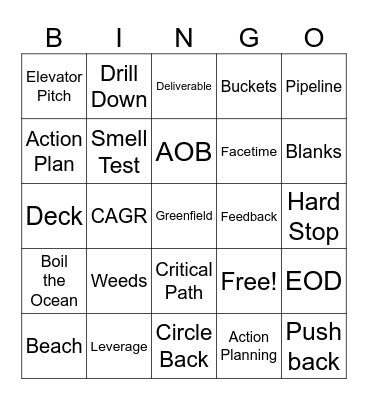 Consulting Phrase Bingo Card