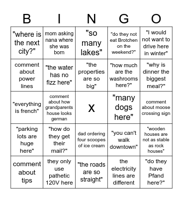 Germans in Canada be like Bingo Card