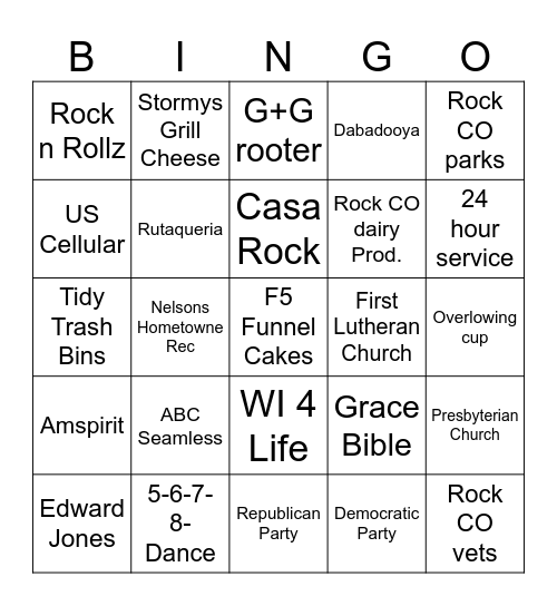 Fair Bingo Card