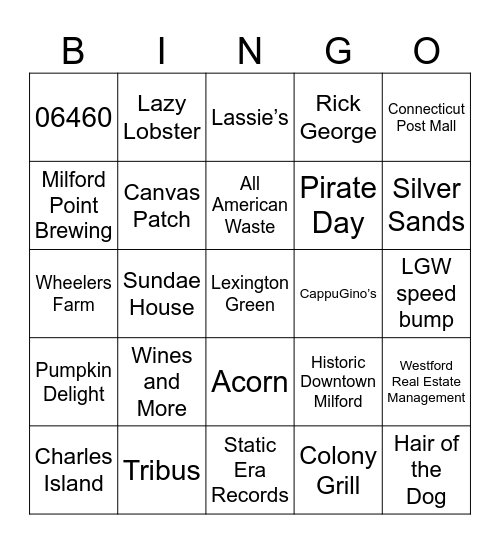 Lexington Green Bingo! Bingo Card