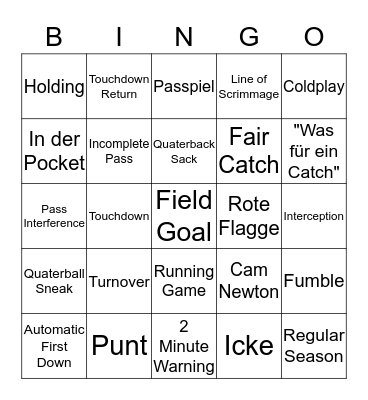 SUPERBOWL 2016 Bingo Card