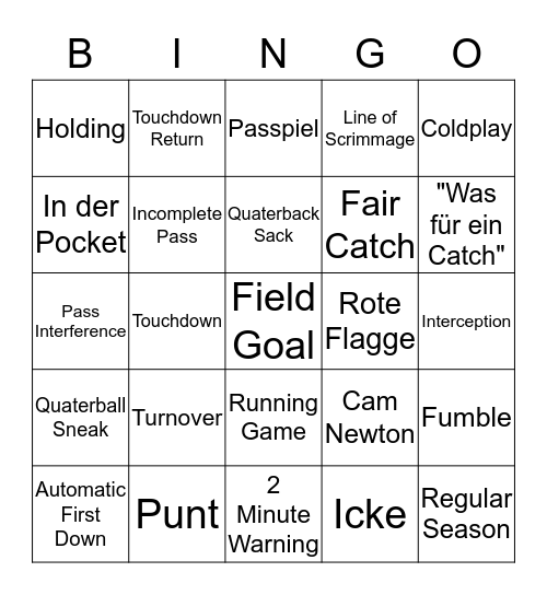 SUPERBOWL 2016 Bingo Card