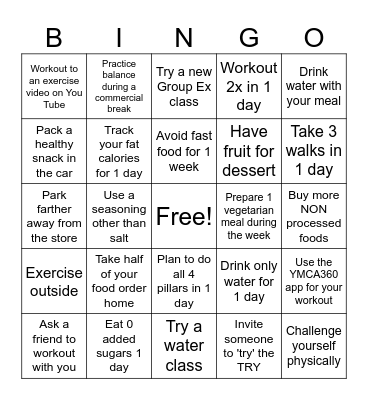 HEALTHY BALANCE Bingo Card