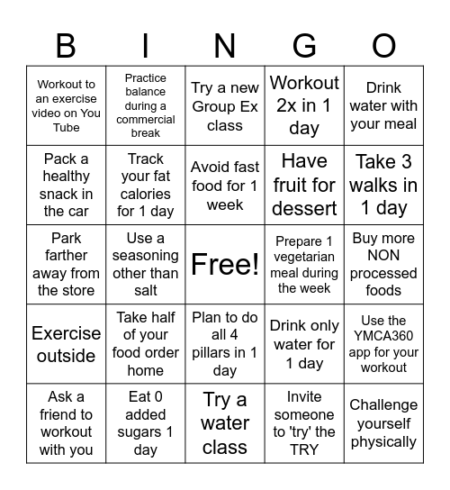 HEALTHY BALANCE Bingo Card