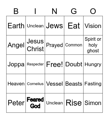 Acts 10 Bingo Card
