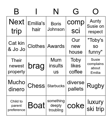 Mustard Toast Bingo Card