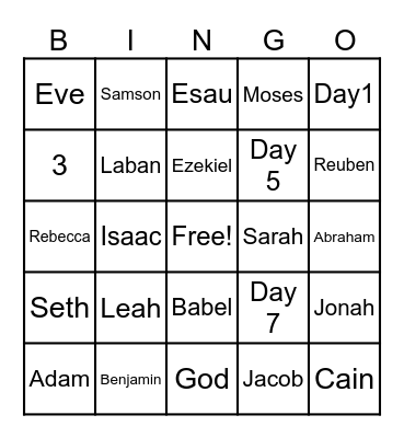 Biblical Characters Bingo Card