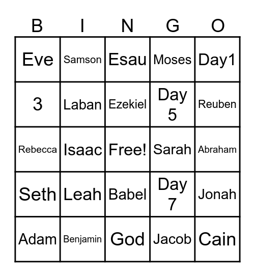 Biblical Characters Bingo Card